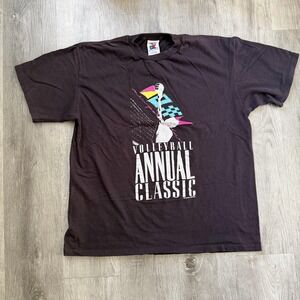 Vintage 1989 Newport Blue Volleyball Annual Classic Shirt Mens XL Black 80s